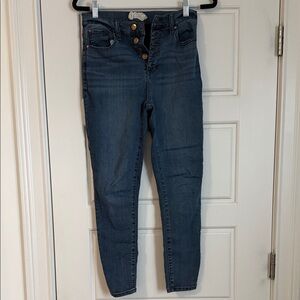 Altar'd State Blue High Rise Jeans with Button Detail
